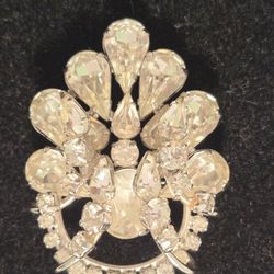Vintage Sterling Silver Jay Flex Rhinestones Brooch