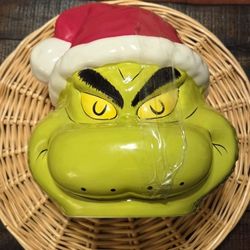 Lrg Grinch Xmas Cookie Jar/ Container Ceramic 