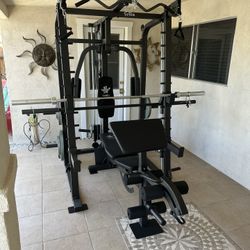 Vesta Fitness Smith Machine 2001 w/Bench Attachment | 230lb Bumpers Weights | 7ft Olympic Bar | Fitness | Gym Equipment | FREE DELIVERY 🚚 