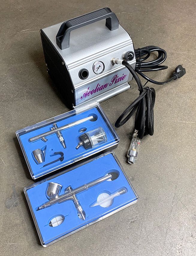 (NEW) $75 Pro Airbrush Kit w/ Air Compressor, 2x Dual-Action Airbrushes & Air Hose