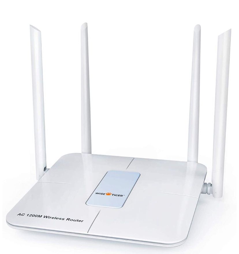 Wireless Router 1200Mbps Long Range Wifi Router AC High Speed Dual Band Router with 4 LAN Ports for Home Office Internet Router with Wifi Extender for