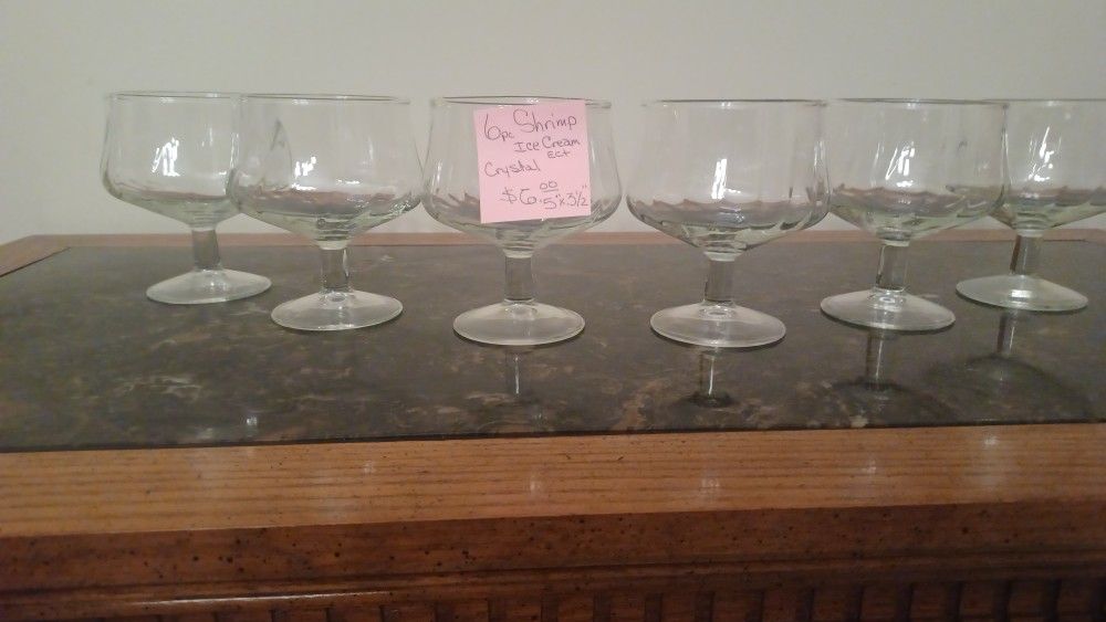 For Sale: Set of 6 Vintage Crystal Shrimp/Sherbet Glasses – Unique Design