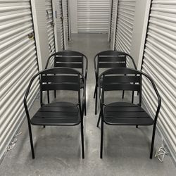 Modern Metal Black Patio Chairs (Set Of 4)