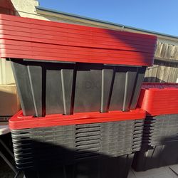 57 GAL HEAVY DUTY PLASTIC STORAGE BOXES BLACK- RED . ⬇️
