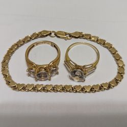 14k Gold Rings And  Heart Bracelet 