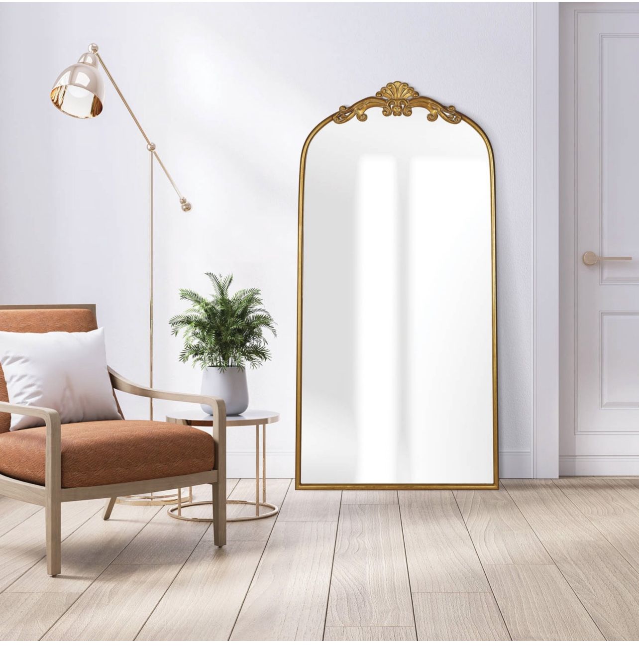 Azalea Park Gold Metal Filigree Leaner Framed Wall Mirror