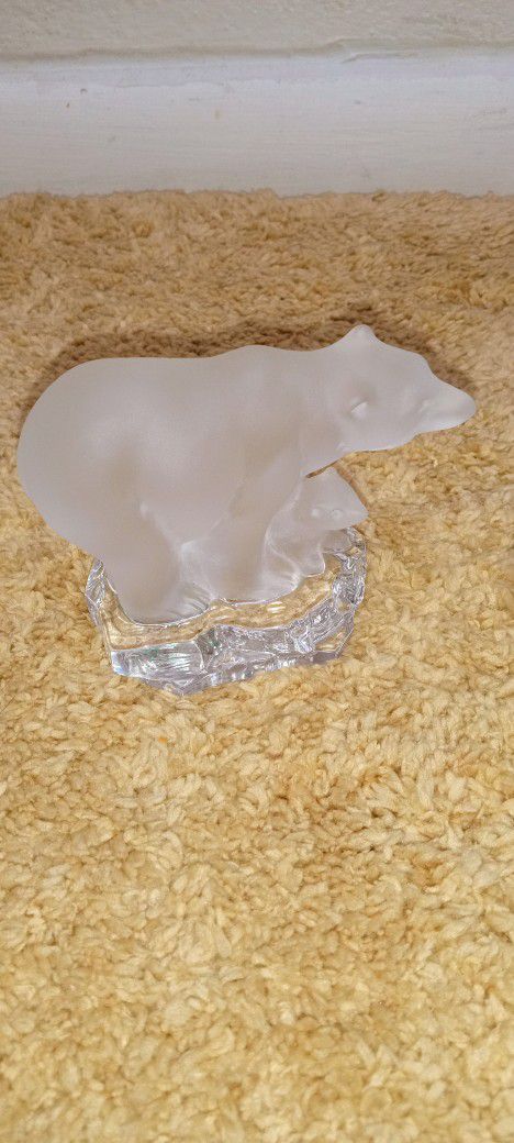 Goebel Crystal Polar Bear and Cub Sculpture 