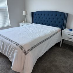 Queen Bedroom Set Bundle — 2 Beds + Nightstands (Modern) 