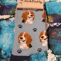 NWT Unisex Adult Blue Sock Daddy Socks/One Size Fits Most/Beagle pet dog 