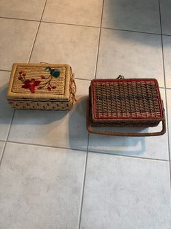 Woven Wicker Basket Boxes Set of 2