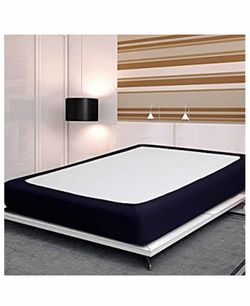 Twin Six Fashion Bed Box Spring Cover with Plush Premium Elastic Mattress Cover Queen\King (Queen, Navy Blue)