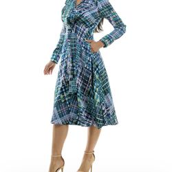 dress with tie waist and pockets #plaid #mididress 