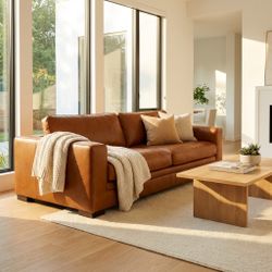 Free Delivery Leather Mason Brown Couch 