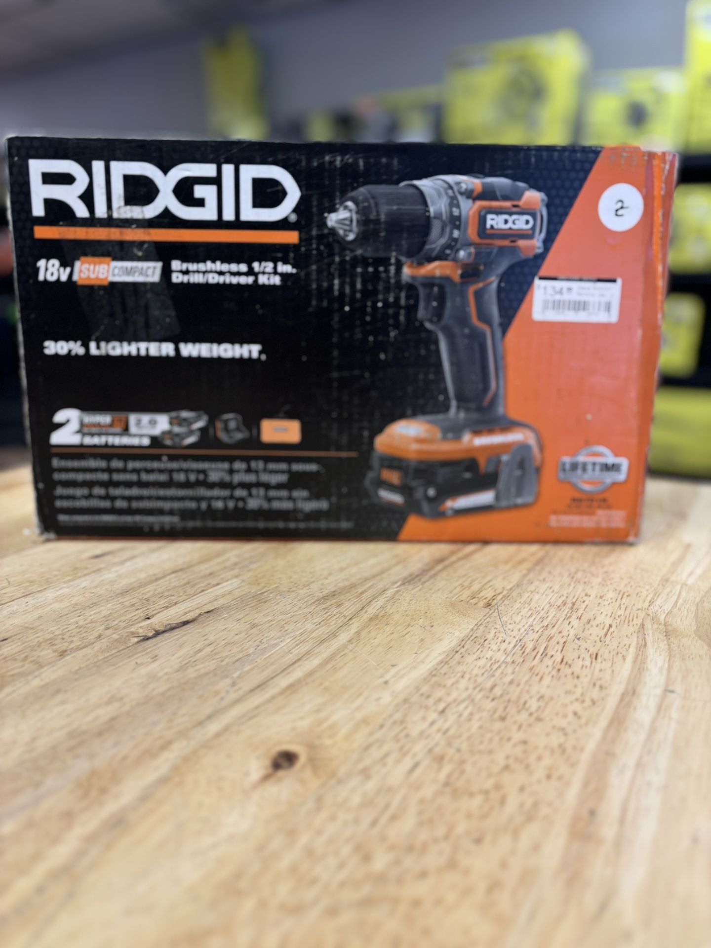 RIDGID 18V Brushless SubCompact Cordless 1/2 in. Drill Driver Kit with (2) 2.0 Ah Battery, Charger and Bag