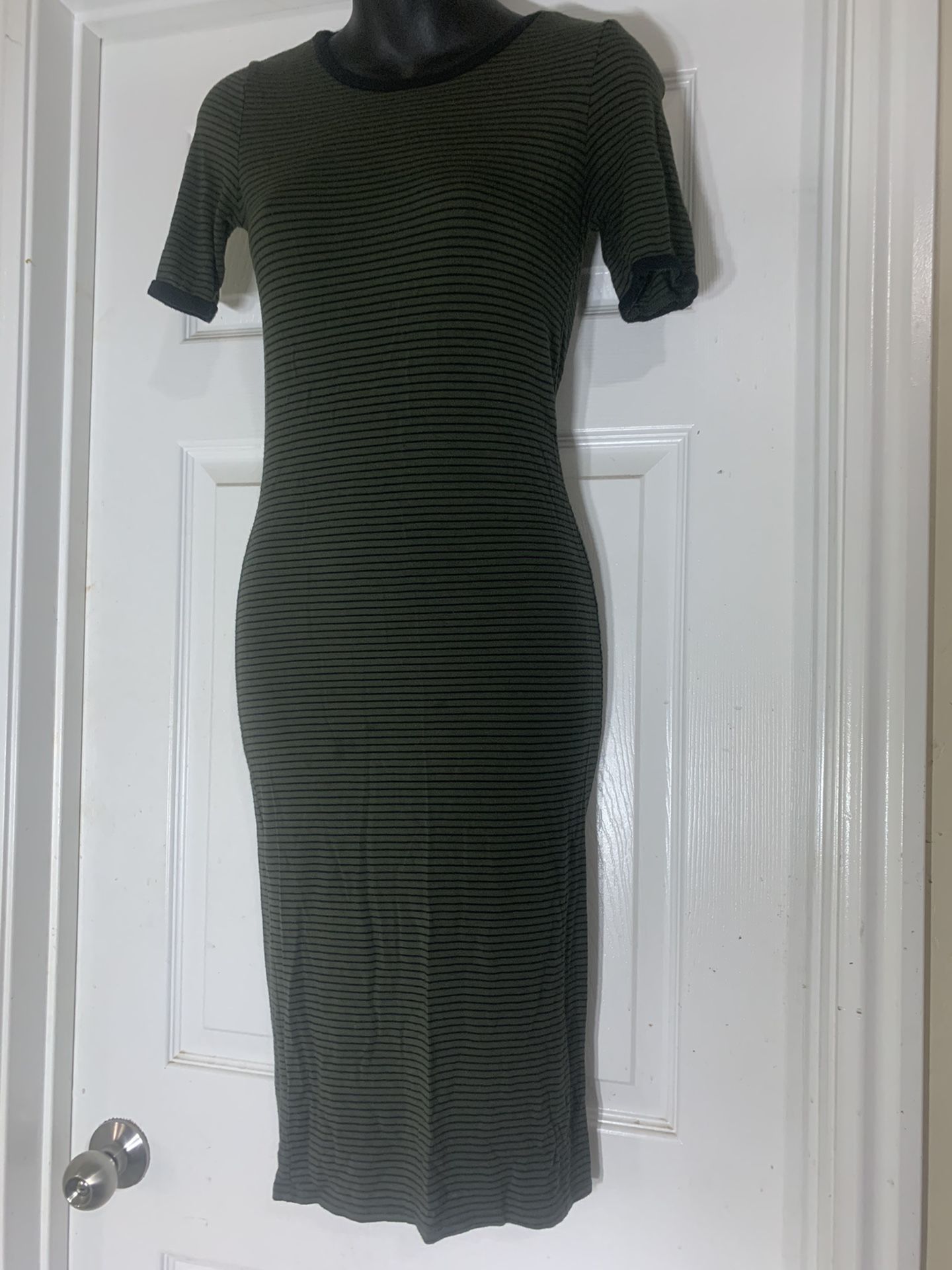 Army and black Pinstripe Dress