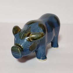 Blue Pig Glazed Figurine Piggy