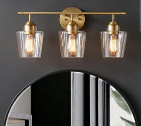 New Modern Brass 3-Light Vanity Light Clear Glass Shades