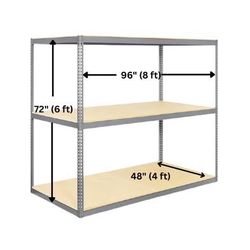 96" x 48" x 72" 3-Shelf Wide-Span Storage Rack Industrial Shelving Unit for Garage or Warehouse
