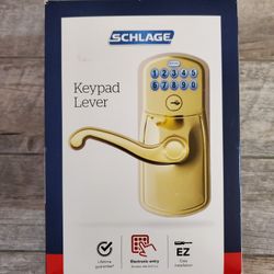 SCHLAGE Gold Accent Keypad Lever with Flex Lock - Model FE595 - New!
