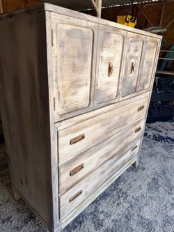 Dimensions (H 46” x D 19” x W 40”) * Constructed from solid pine wood * Excellent condition * Doors and drawers in working order * 1980s vintage style