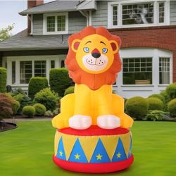 LED 5 FT Inflatable Lion for Circus Carnival Party Outdoor Decorations, Carnival Theme Birthday Party Blow up Animal for Outdoor Indoor Pool Yard Deco