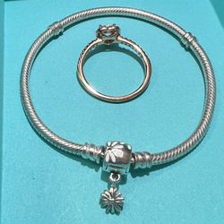 LOT OF 2  TWO BEAUTIFUL PANDORA BRACELET AND RING BOTH FOR ONE PRICE RING S 9 B7