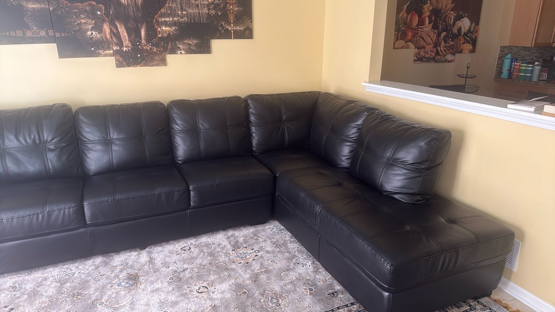 Black Leather Sectional Sofa