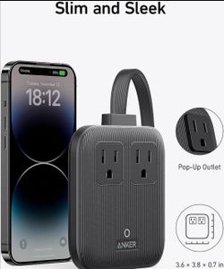 Anker Nano Charging Station, 6-in-1 USB C Power Strip 67W Max with Flat Plug and 5ft Thin Extension Cord, 2 AC, 2 USB A, 2 USB C, Works with iPhone 15