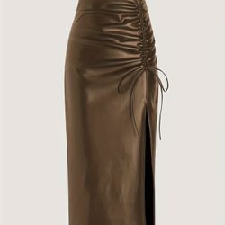 Brown Leather Skirt 