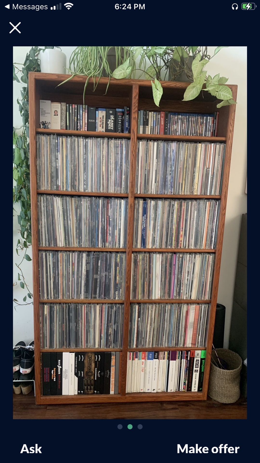 Record/LP Wood Bookcase Mid Century