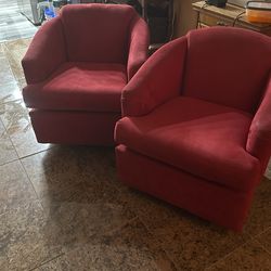 Two Red Chairs Swirl Chairs Need A Little Bit Cleaning, But Nice Chairs