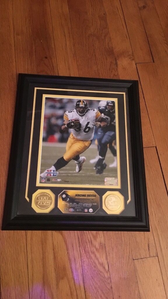 Jerome Bettis nfl poster with gold coin