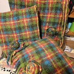 Mackenzie Childs Wool and Mohair Blanket And 2 Pillows