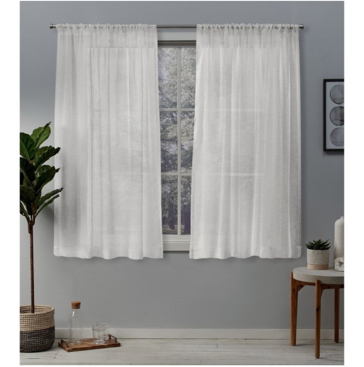 Set of 2 rod pocket sheer window