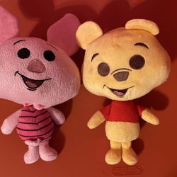 Just Play Disney Peek-A-Plush Piglet & Winnie The Pooh Stuffed Animals 10" Lot