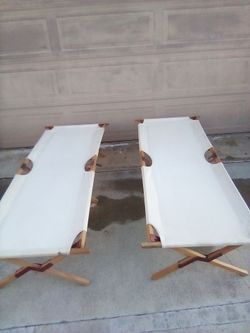 Folding Canvas Camp Cots – Set of 2