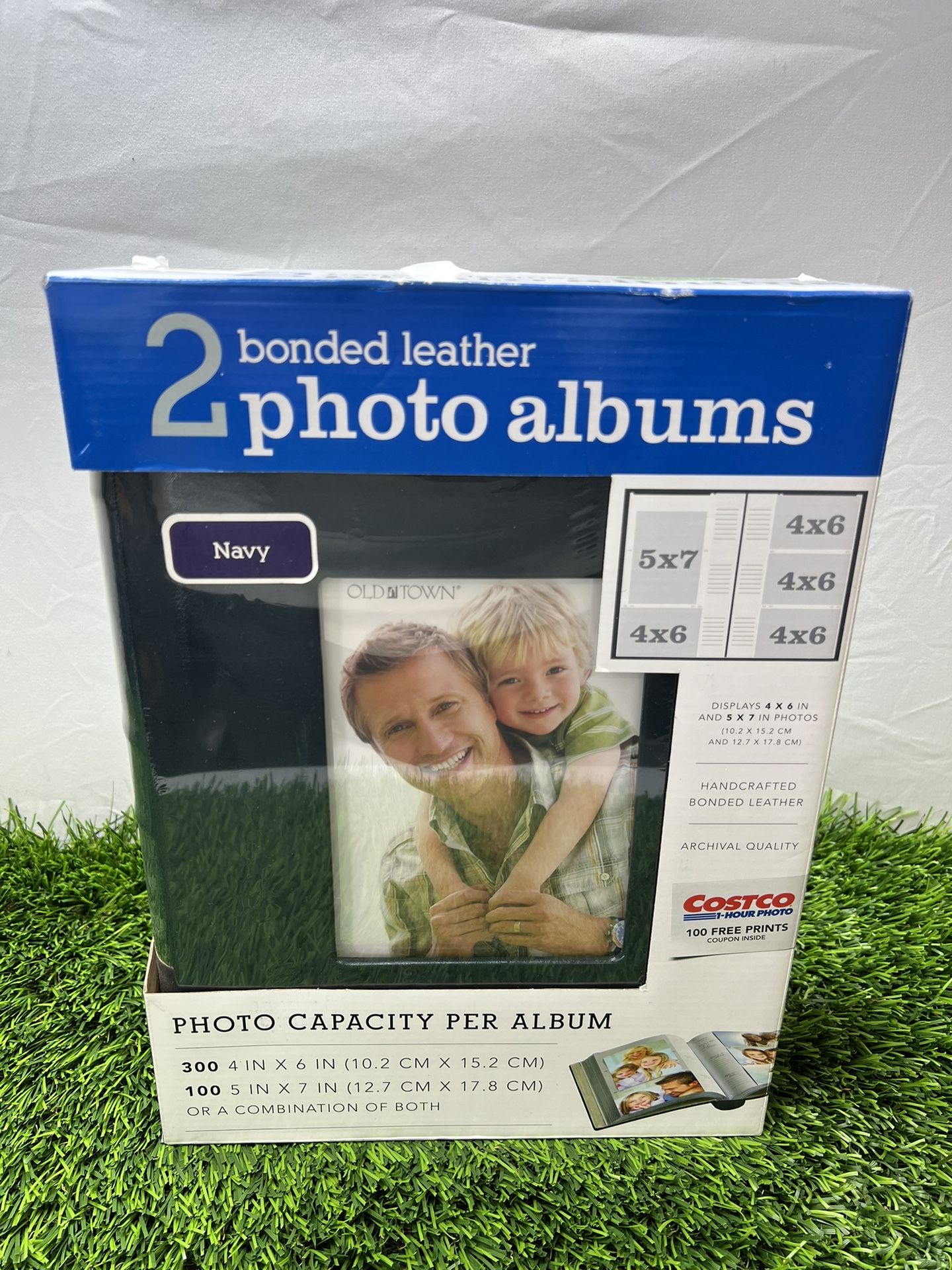 2 Bonded Photo Albums Leather Navy Includes 100 FREE COSTCO PRINTS***