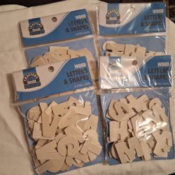 Wood Letters And Shapes  4 Packs