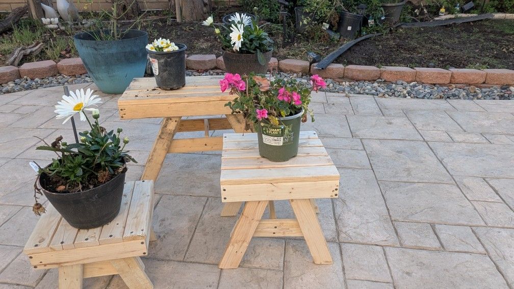 Trio of Handmade Recycled Wood Stools