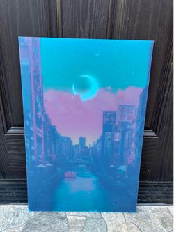 Gallery Panda Acrylic Wall Art Vaporwave Japanese Landscape Large Poster