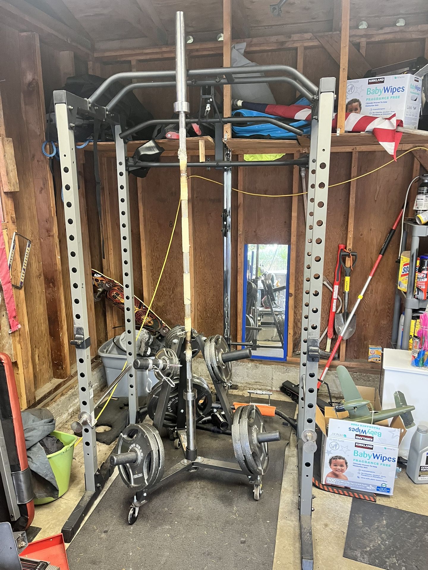 Squat Rack With Weights And Barbell 