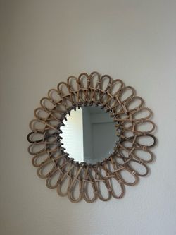 Boho Rattan Sunburst Wall Mirror