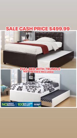 Full bedframe with trundle (mattresses included)