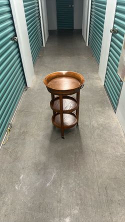 Round Wood 3-Tier Side Table on Casters