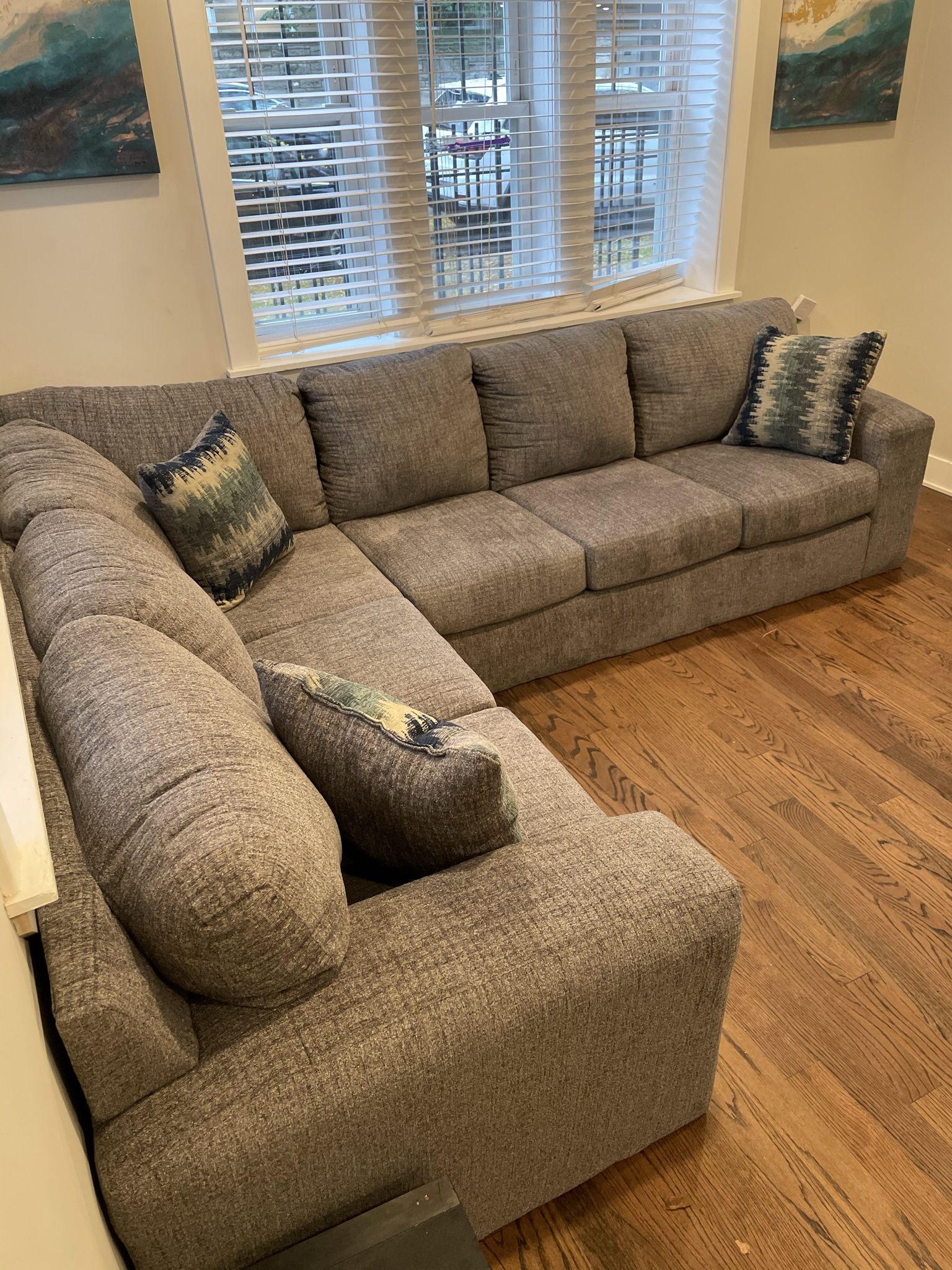 Large Grey Sectional Sofa Couch 