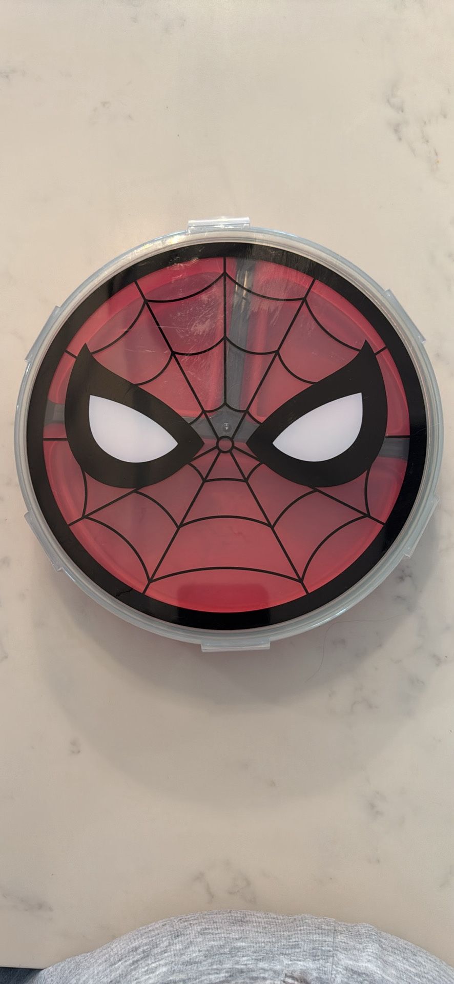Disney Store Marvel Spider-Man Sectioned Travel Plate and Lid 9” For Kids