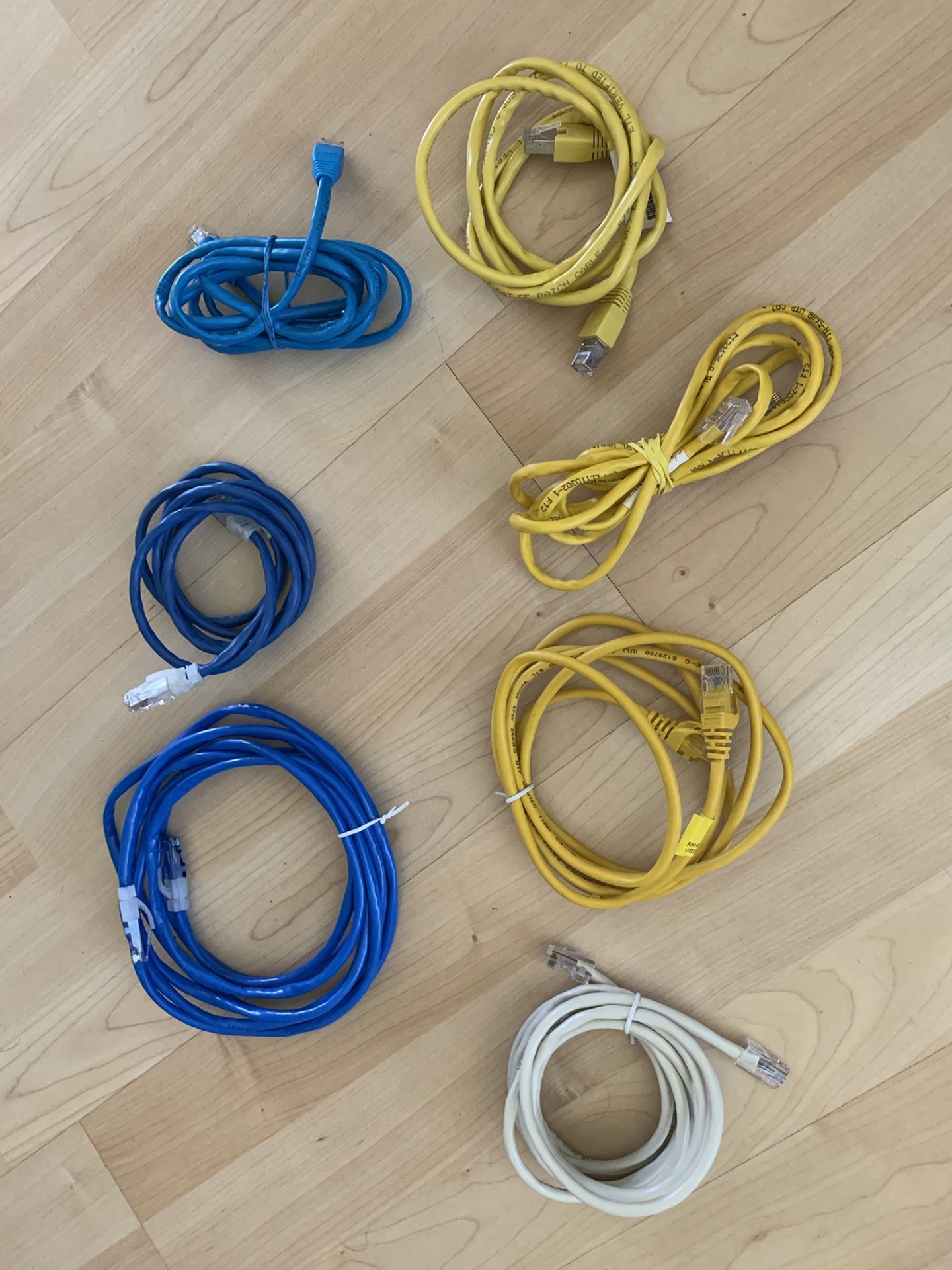 10 foot, 6 foot, and 5 foot CAT5e Ethernet Cables