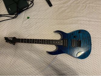 Ibanez GRG120QASP GRG Series 6-String Electric Guitar Transparent Blue Gradation (includes guitar stand and cord)