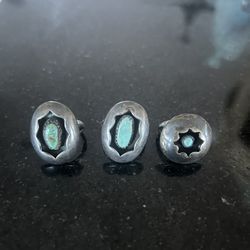 Sterling And Turquoise Shadow Box Rings.