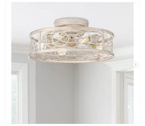 Designers Fountain Gloriel 20 in. 4-Light Indoor Rustic White Farmhouse Fandelier Ceiling Fan - New